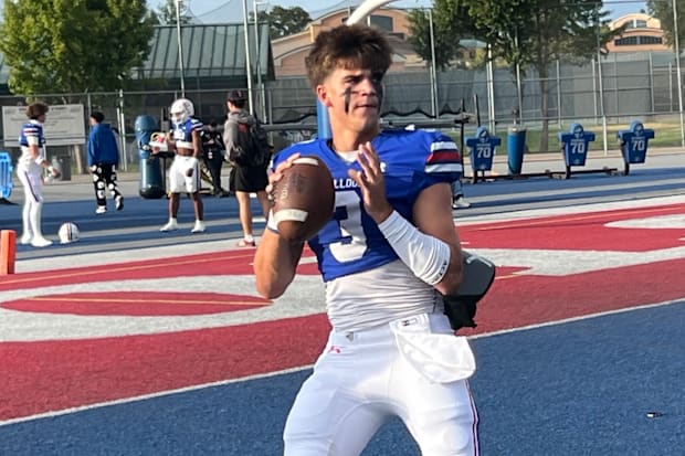 Folsom (California) quarterback Ryder Lyons was the first one on the field Friday night vs. Long Beach Poly.