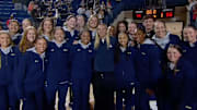 Paige Bueckers posed for a picture with her former teammates after their season-opening victory over Louisville. 