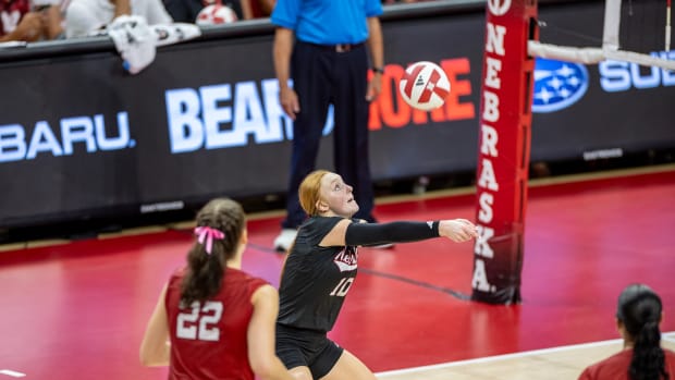 Nebraska volleyball freshman Olivia Mauch had a match-high 22 digs in her first Red-White Scrimmage.