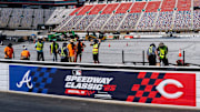 A full diamond was constructed in the infield at Bristol Motor Speedway for the Speedway Classic between the Braves and Reds