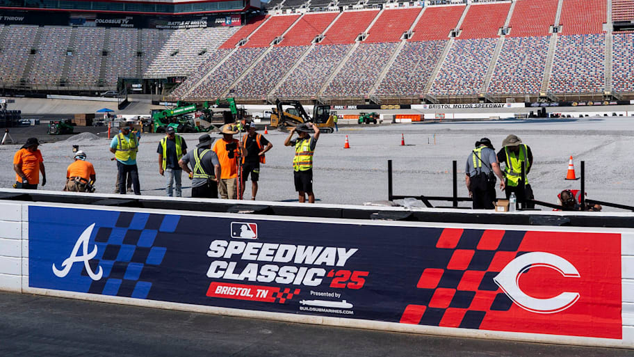 A full diamond was constructed in the infield at Bristol Motor Speedway for the Speedway Classic between the Braves and Reds | Brianna Paciorka/News Sentinel / USA TODAY NETWORK via Imagn Images