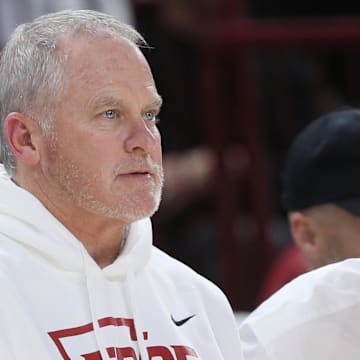 Arkansas Razorbacks athletics director Hunter Yurachek during the game against the Duke Blue Devils at Bud Walton Arena. Arkansas won 80-75. 