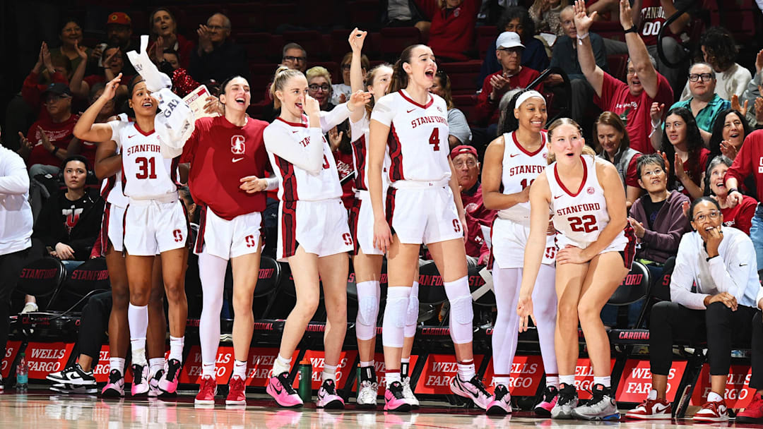 Stanford women's basketball team celebrates