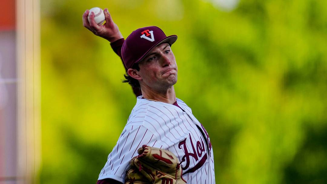 Blacksburg, VA — Madden Clement delivers a pitch vs JMU, 2026.