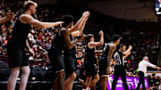 Virginia Tech bench celebrating vs. Saint Joseph's