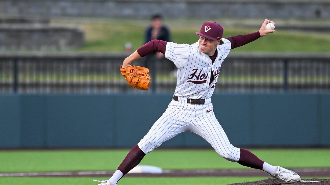 Blacksburg, VA — Brody Roe delivers a pitch vs JMU in 2026.