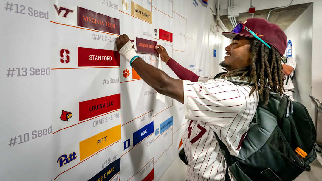 Mycah Jordan after Virginia Tech beat Stanford in the 2025 ACC Championship Tournament.