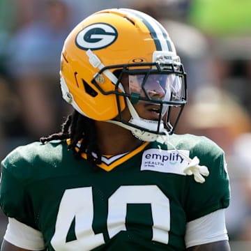Green Bay Packers safety Omar Brown, pictured at training camp on July 29, had three interceptions on Family Night.