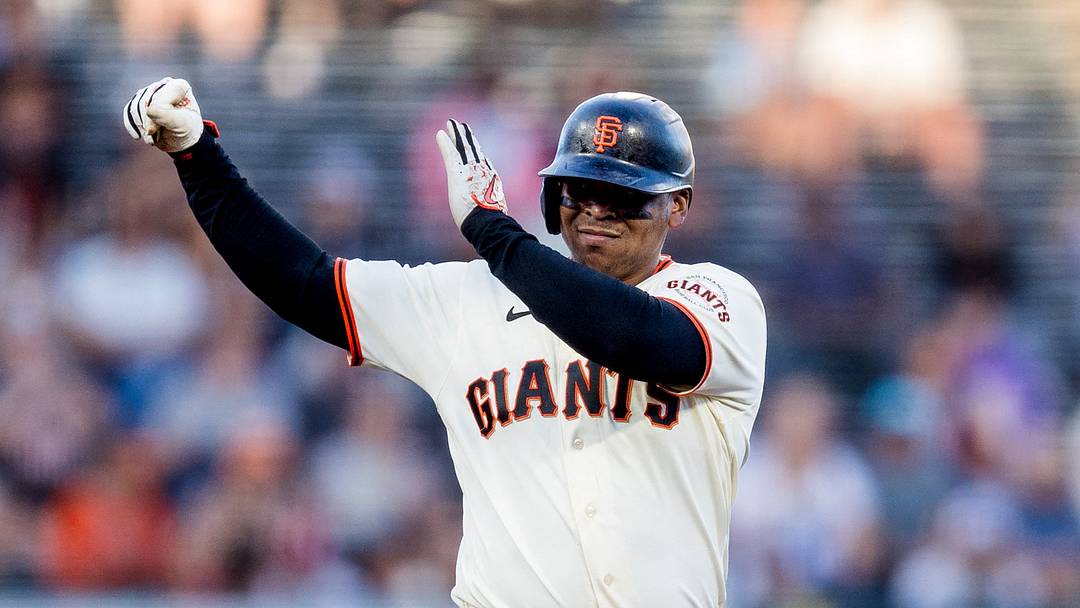 San Francisco Giants designated hitter Rafael Devers (16) reacts after hitting a double. Credit: John Hefti-Imagn Images San Francisco Giants designated hitter Rafael Devers (16) reacts after hitting a double. Credit: John Hefti-Imagn Images
