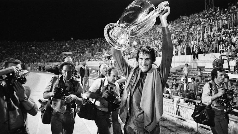 Liverpool goalkeeper Ray Clemence with the European Cup in 1977.