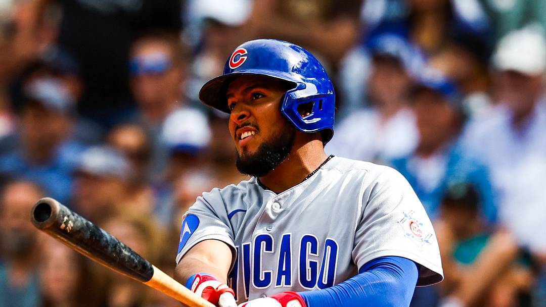 Aug 23, 2026; Seattle, Washington, USA; Chicago Cubs second baseman Pedro Ramírez (75) hits a grand-slam home run against the Seattle Mariners during the eighth inning at T-Mobile Park. Mandatory Credit: Joe Nicholson-Imagn Images