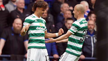 Scottish Cup - Semi Final - Hampden Park Celtic’s Jota celebrates scoring their sides first goal of the game with Daizen Maeda (right) during the Scottish Cup semi-final match at Hampden Park, Glasgow