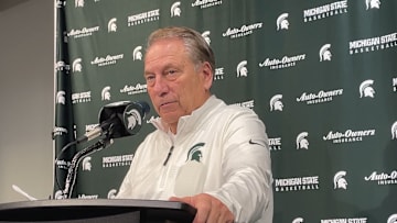 Michigan State Spartans head coach Tom Izzo speaks during his postgame press conference following a 66-60 loss to the Duke Blue Devils at the Breslin Center on Saturday, Dec. 6, 2025.