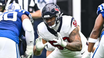 Sep 17, 2023; Houston, Texas, USA; Houston Texans guard Kendrick Green (50) in action during the
