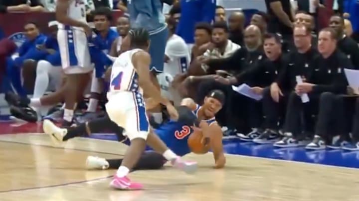 Josh Hart was ejected from the Knicks' first preseason game against the Sixers. Josh Hart was ejected from the Knicks' first preseason game against the Sixers.