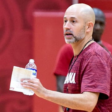 Ryan Pannone gives instructions during a practice in Sept. 2023.