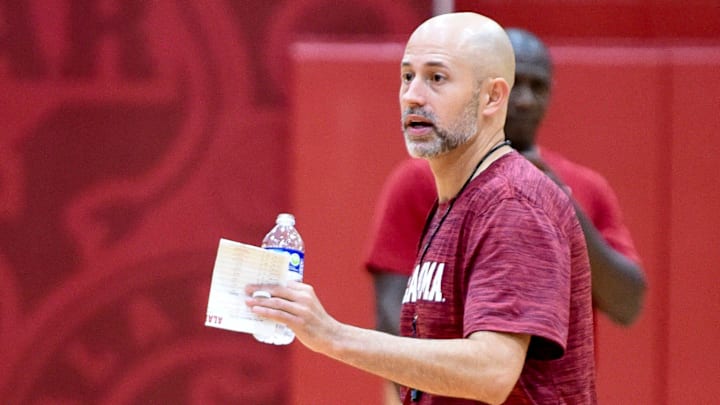 Ryan Pannone gives instructions during a practice in Sept. 2023.