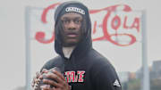 Oct 25, 2025; Pittsburgh, Pennsylvania, USA; North Carolina State Wolfpack quarterback CJ Bailey (11) warms up before the game against the Pittsburgh Panthers at Acrisure Stadium. Mandatory Credit: Charles LeClaire-Imagn Images