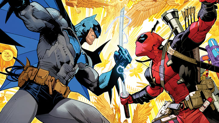 Cover to Batman/Deadpool #1 by Dan Mora, publishing in November.