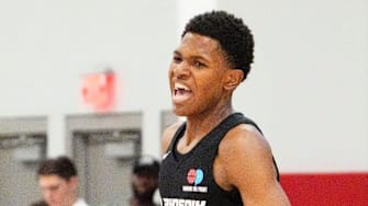 St. Mary's Cameron Williams (1) during the Section 7 high school basketball tournament at Arizona Athletic Grounds on Jun 20, 2025, in Mesa.