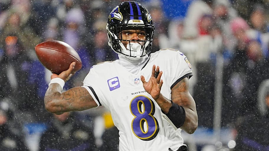 Ravens quarterback Lamar Jackson is coming another loss in the playoffs. | Tina MacIntyre-Yee/Democrat and Chronicle / USA TODAY NETWORK via Imagn Images