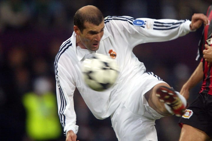 Real Madrid's Zinedine Zidane shoots to score the