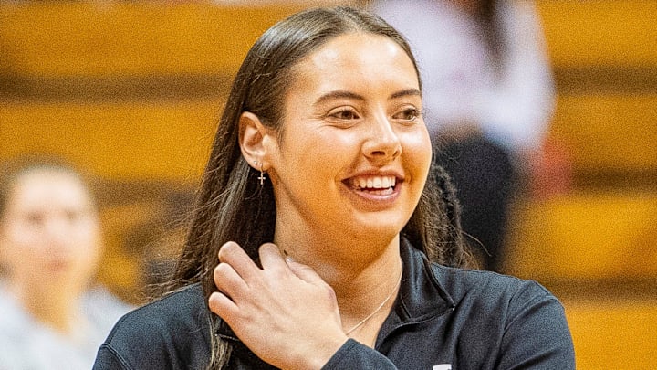 Indiana Graduate Manager Mackenzie Holmes before the Indiana versus Maryville women's basketball game at Simon Skjodt Assembly Hall on Wednesday, Oct. 30, 2024.