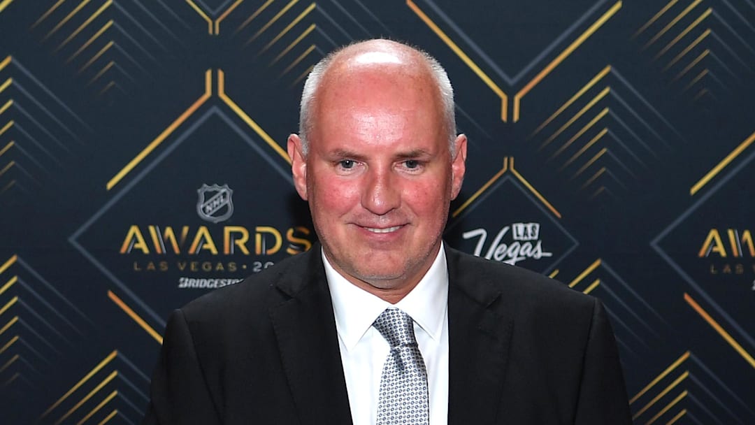 Jun 19, 2019; Las Vegas, NV, USA; Doug Armstrong is pictured on the red carpet during the 2019 NHL Awards at Mandalay Bay. Mandatory Credit: Stephen R. Sylvanie-Imagn Images