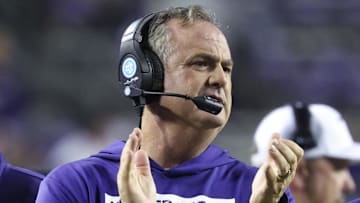 Nov 9, 2024; Fort Worth, Texas, USA;  TCU Horned Frogs head coach Sonny Dykes during the second half against the Oklahoma State Cowboys at Amon G. Carter Stadium. Mandatory Credit: Kevin Jairaj-Imagn Images