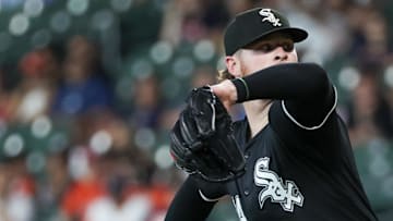 Jun 10, 2025; Houston, Texas, USA; Chicago White Sox starting pitcher Shane Smith (64) pitches against the Houston Astros in the first inning at Daikin Park. 