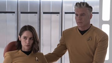 L to R Melanie Scrofano as Batel and Anson Mount as Capt. Pike in season 3 , Episode 3 of Strange New Worlds streaming on Paramount+. Photo Credit: Marni GrossmanParamount+