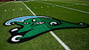 The Tulane Green Wave is painted on the field of the Gaylord Family Oklahoma Memorial Stadium in Norman, Okla. on Friday, Sept. 3, 2021.