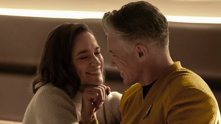 L to R Melanie Scrofano as Batel and Anson Mount as Capt. Pike in season 3, Episode 2 of Strange New Worlds streaming on Paramount+. Photo Credit: Marni GrossmanParamount+