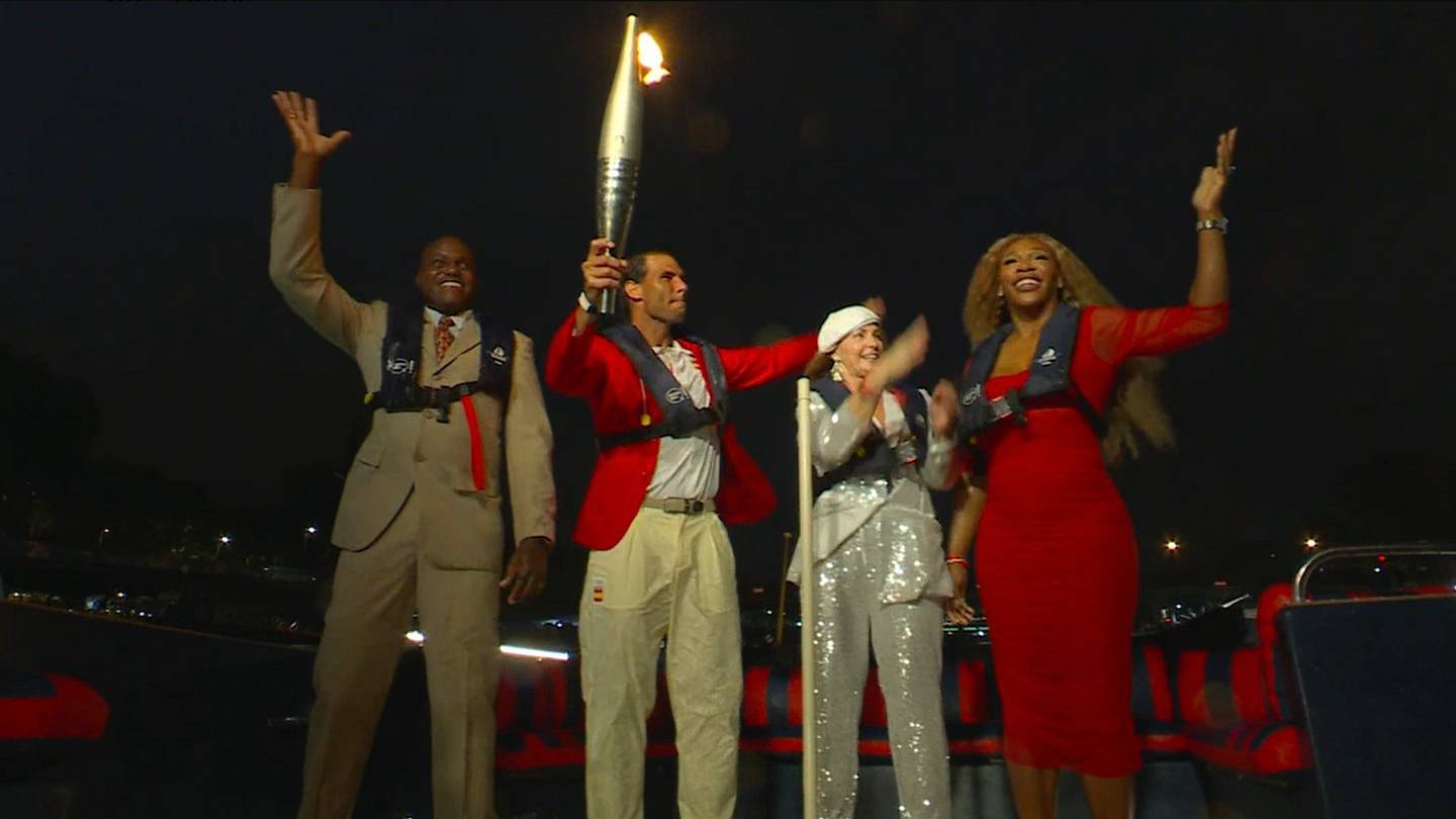Rafael Nadal, Serena Williams Help Light Cauldron to Open Paris Olympics