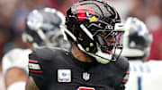 Arizona Cardinals linebacker Mack Wilson Sr. (2) celebrates a defensive stop against the Tennessee Titans at State Farm Stadium in Glendale on Oct. 5, 2025.