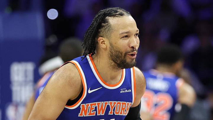 May 8, 2026; Philadelphia, Pennsylvania, USA; New York Knicks guard Jalen Brunson (11) reacts after a missed shot against the Philadelphia 76ers during the fourth quarter of game three of the second round of the 2026 NBA Playoffs at Xfinity Mobile Arena. Mandatory Credit: Bill Streicher-Imagn Images