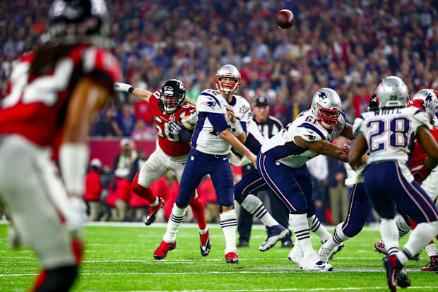 New England Patriots quarterback Tom Brady throws a pass during Super LI against the Atlanta Falcons.