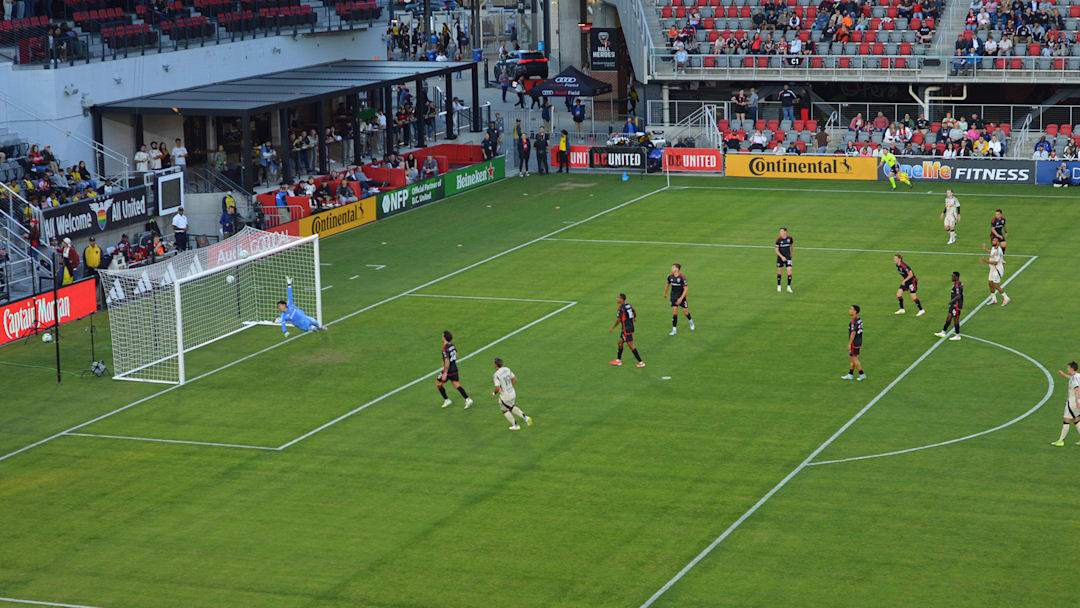 Catching players in Washington D.C.'s Audi Field in action. 