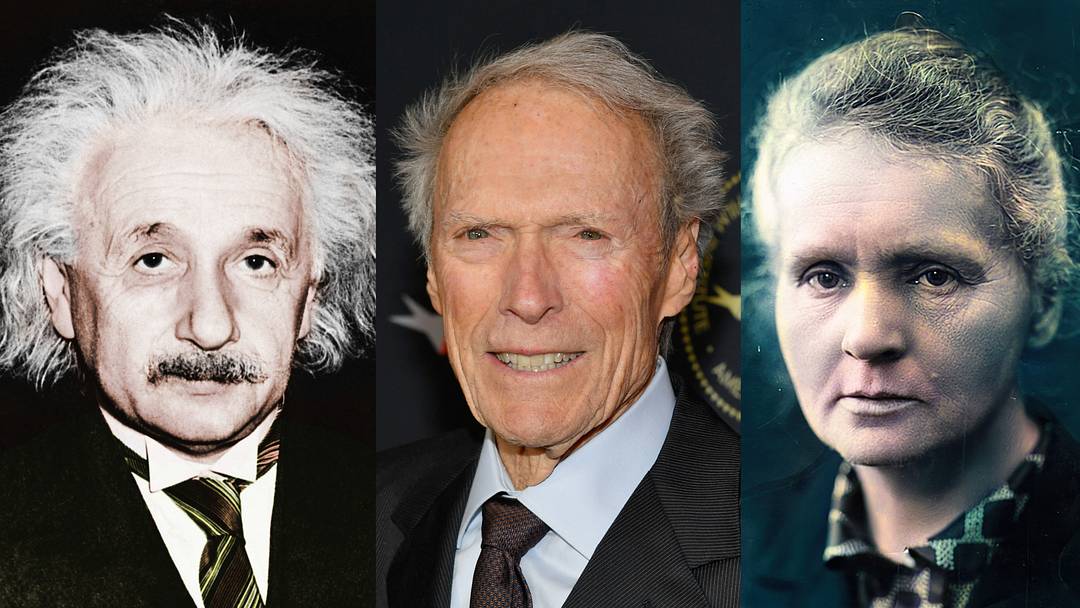 Albert Einstein, Clint Eastwood, Marie Curie