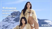 Renee and Elisha Herbert were photographed by Derek Kettela in Saas-Fee, Switzerland. Swimsuits by Jade Swim. Jackets by Apparis. Boots by Inuikii.