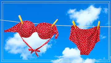 A red polka dot bikini