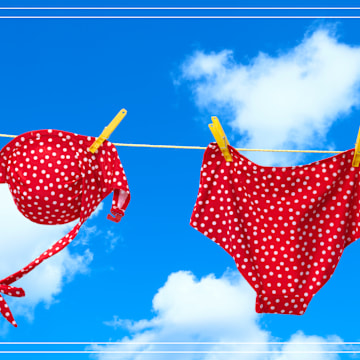 A red polka dot bikini