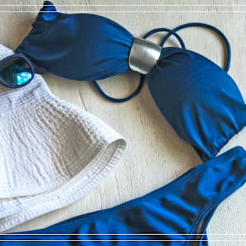 Blue bandeau bikini