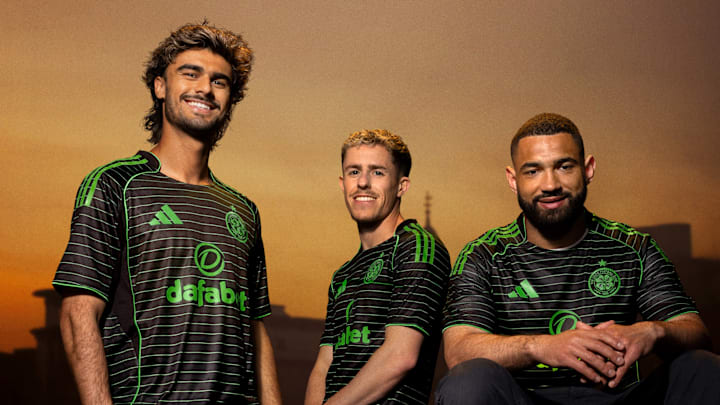 Jota, Luke McCowan and Celtic's new trip shirt Cameron Carter-Vickers.