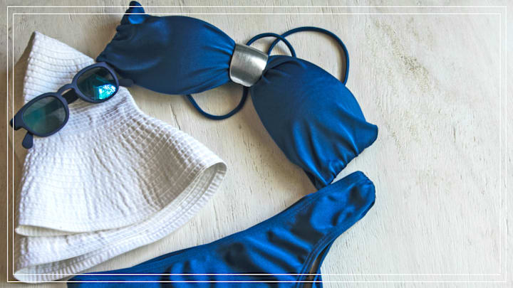 Blue bandeau bikini
