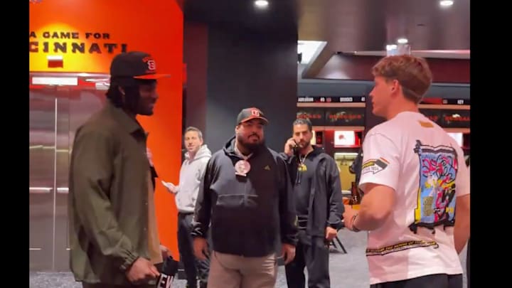 Cincinnati Bengals first-rounder Shemar Stewart meets quarterback Joe Burrow. Cincinnati Bengals first-rounder Shemar Stewart meets quarterback Joe Burrow.