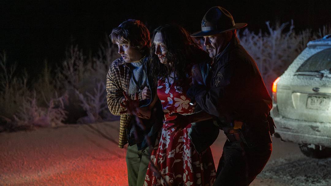 (l to r) Austin Abrams, Andrea Miltnerova and Johnno Wilson star in Constantin Film and Columbia Pictures RESIDENT EVIL, directed by Zach Cregger. Photo by: Dušan Martinček (l to r) Austin Abrams, Andrea Miltnerova and Johnno Wilson star in Constantin Film and Columbia Pictures RESIDENT EVIL, directed by Zach Cregger. Photo by: Dušan Martinček