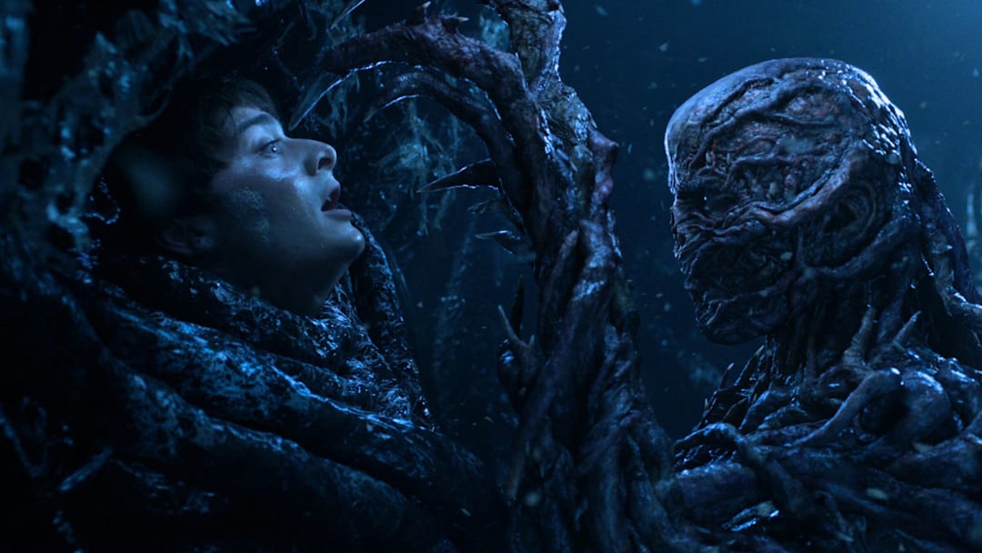 Noah Schnapp as Will Byers and Jamie Campbell Bower as Vecna in Stranger Things season 5 episode 6.