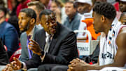 Indiana Assistant Coach Kenya Hunter talks with Xavier Johnson during the second half of the Indiana versus Marian men's basketball game at Simon Skjodt Assembly Hall on Saturday, Oct. 29, 2022.