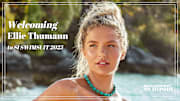 Ellie Thumann was photographed by Ben Watts in Bermuda. Necklace by Lele Sadoughi.